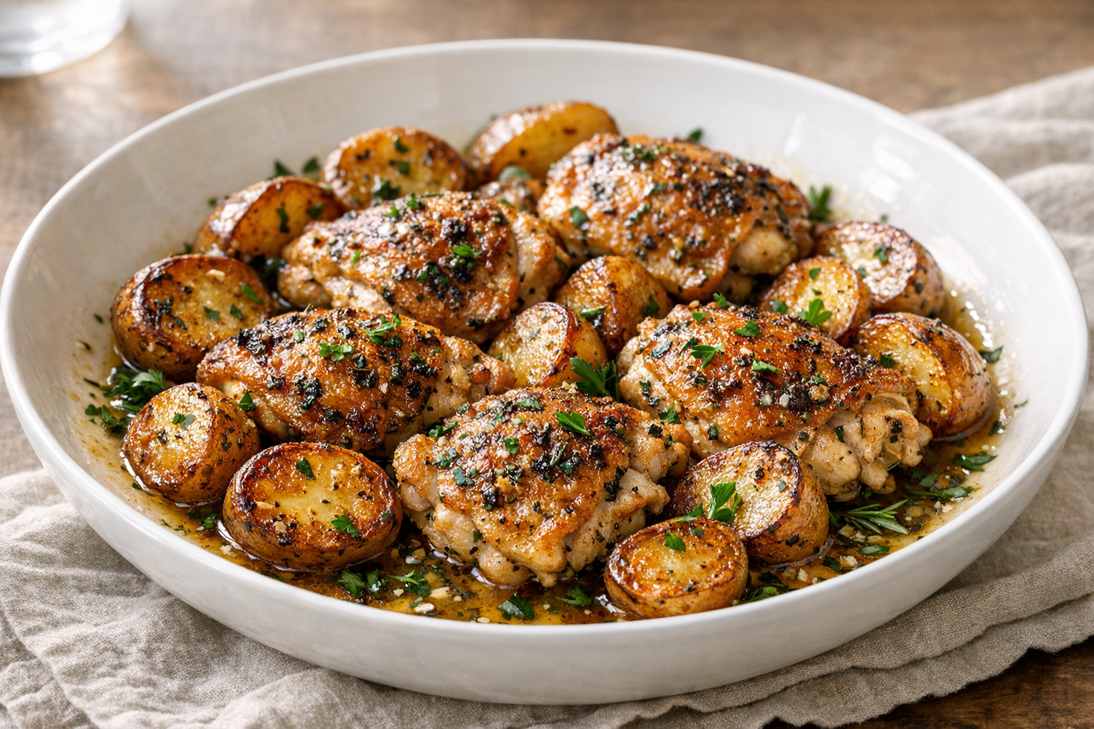 Skillet Herb Chicken with Crispy Potatoes