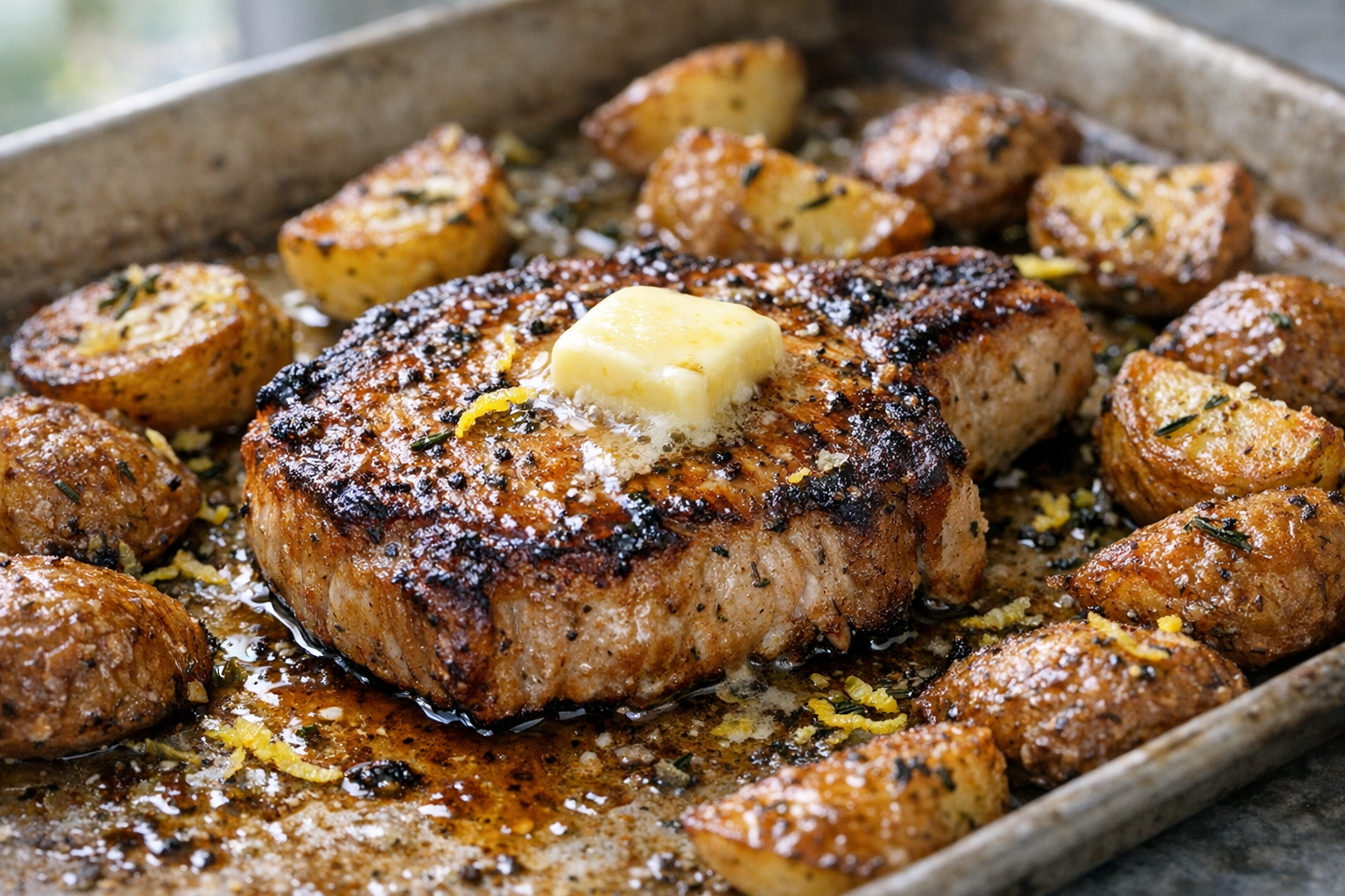 One-Pan Pork Chops with Herbed Potatoes (Easy Dinner)