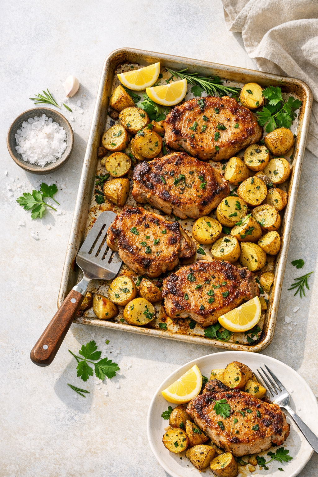 One-Pan Pork Chops with Herbed Potatoes (Easy Dinner)