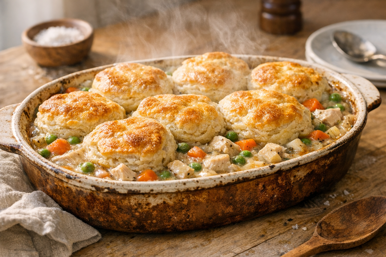 Chicken and Biscuit Casserole with Savory Gravy