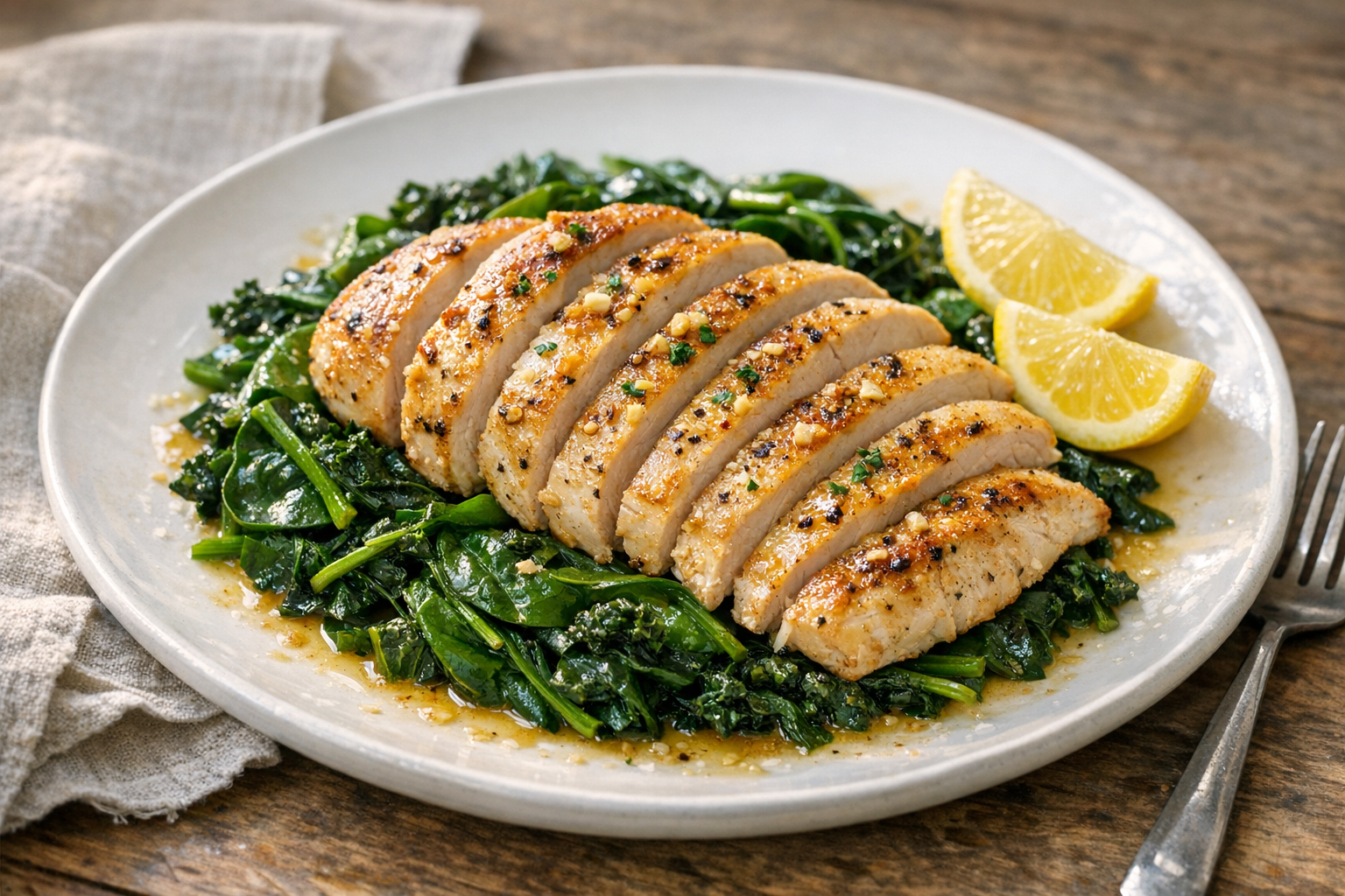 Healthy Oven Chicken with Lemon and Greens