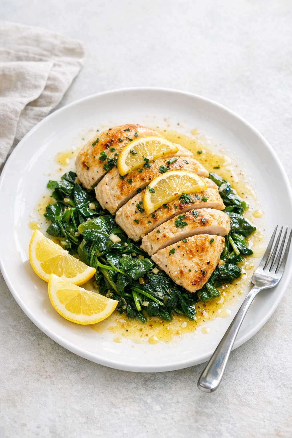 Healthy Oven Chicken with Lemon and Greens recipe