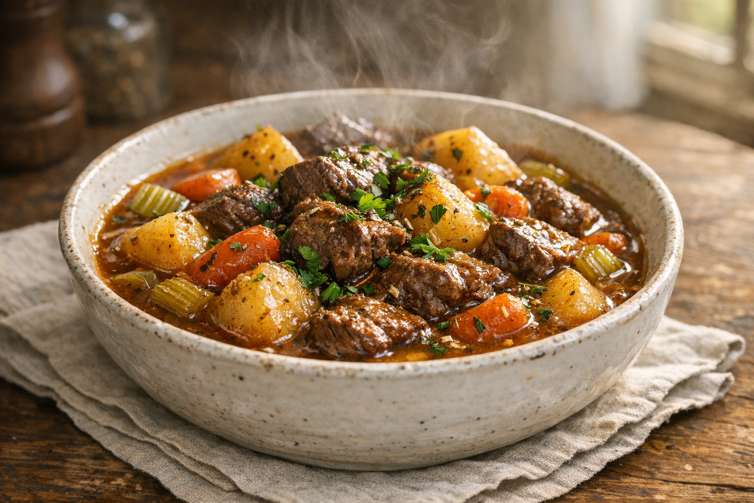 Slow Cooker Beef and Potato Herb Stew Recipe