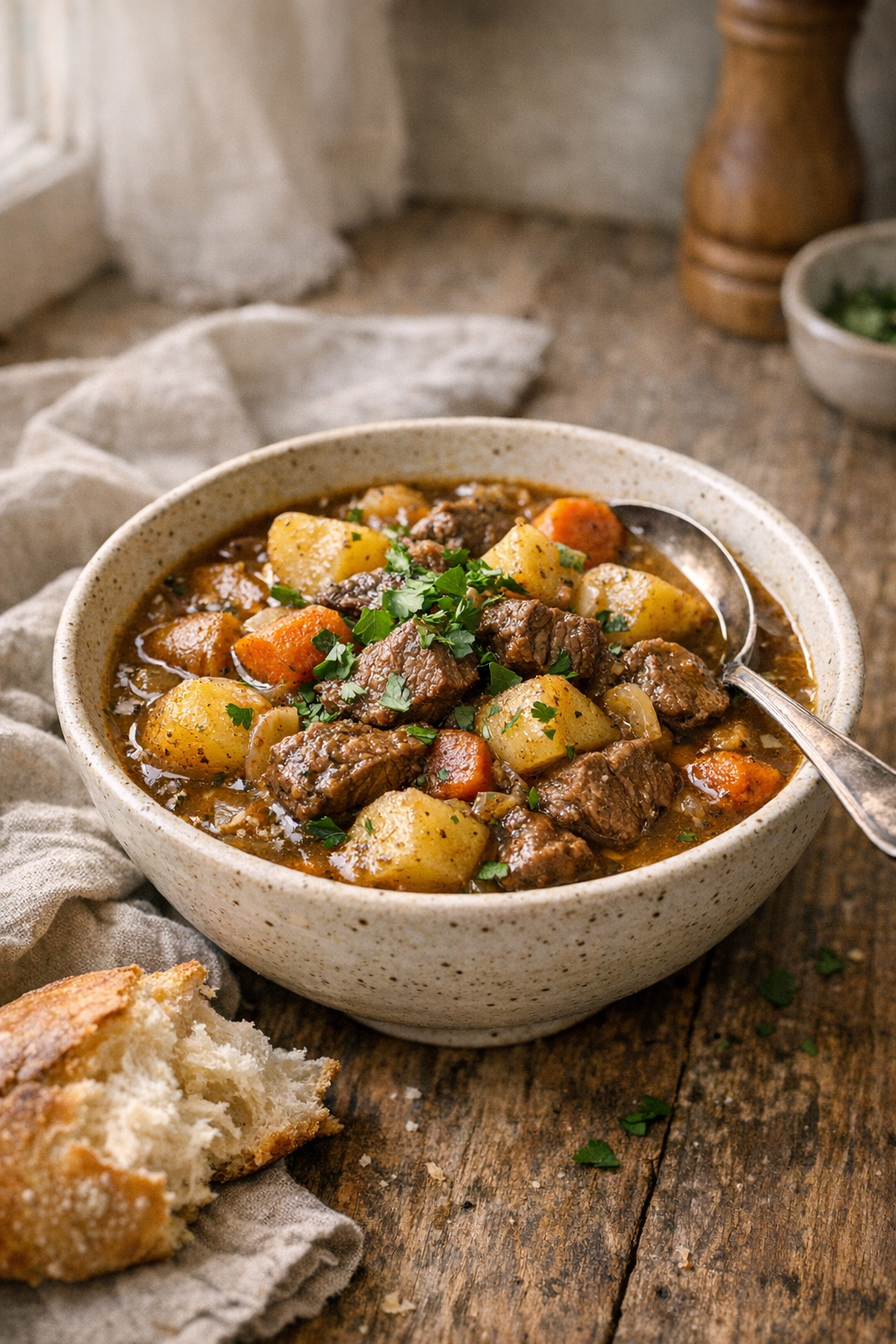 Slow Cooker Beef and Potato Herb Stew recipe