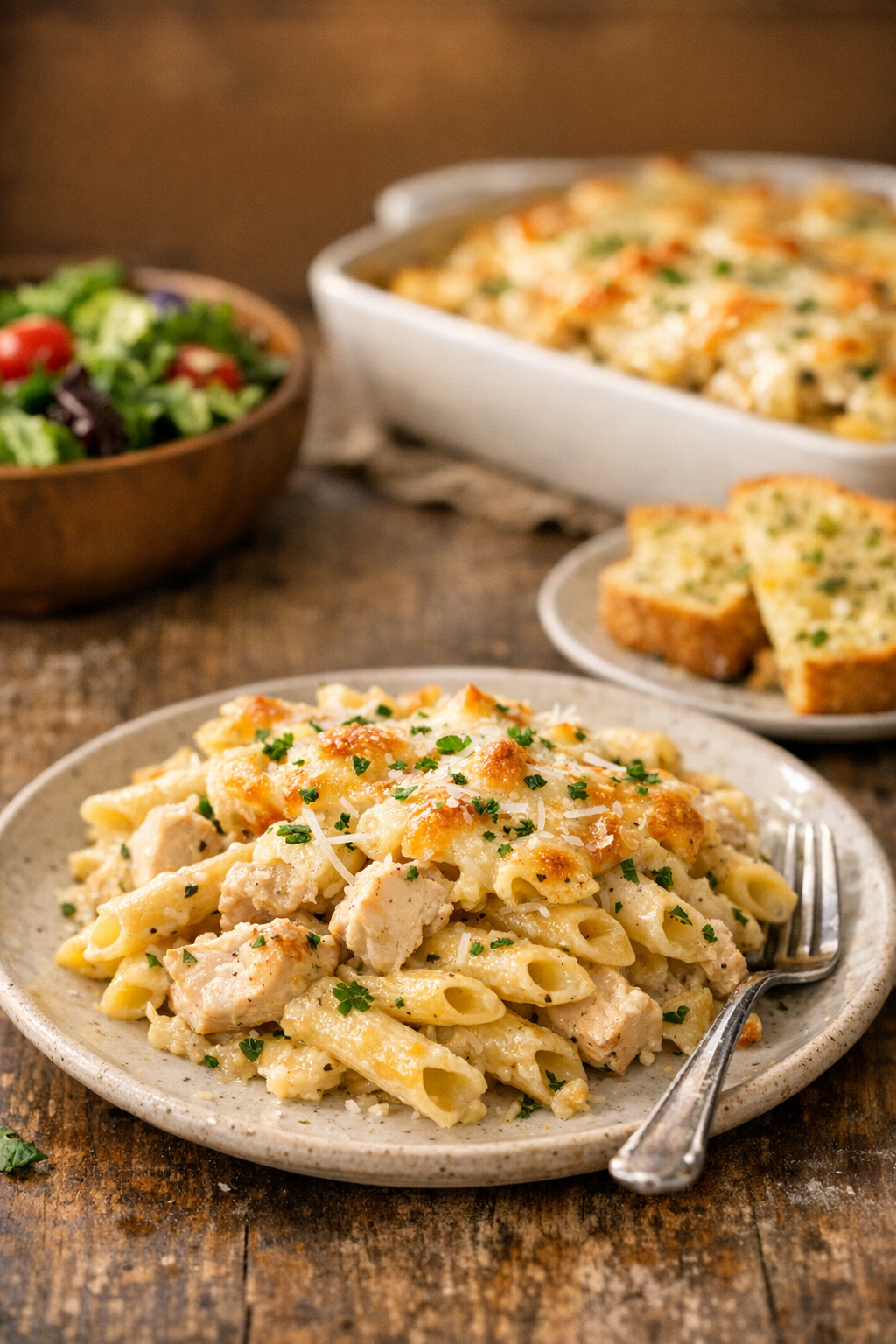 Family-Style Baked Chicken Alfredo Penne Recipe