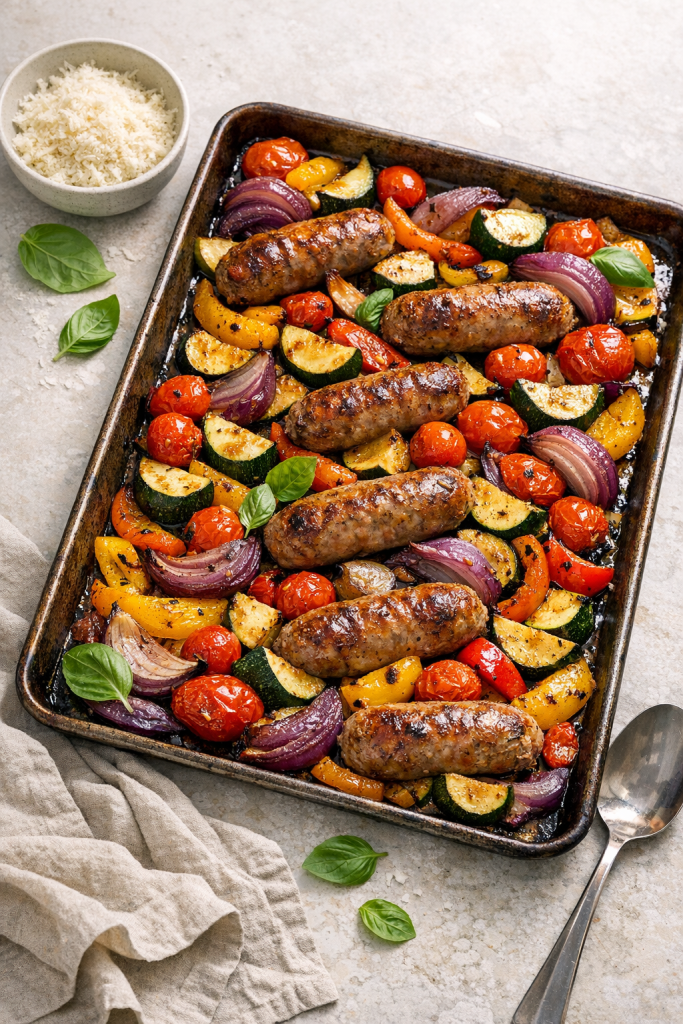 One-Pan Italian Sausage with Roasted Vegetables recipe