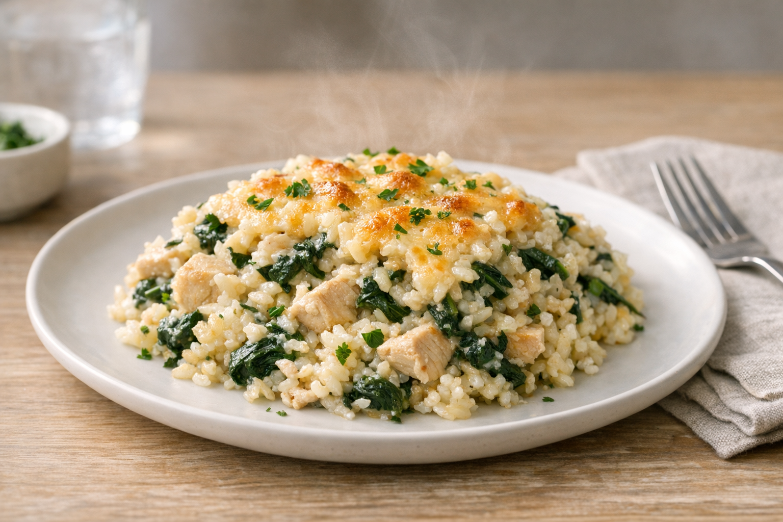 Oven-Baked Chicken and Spinach Rice Casserole