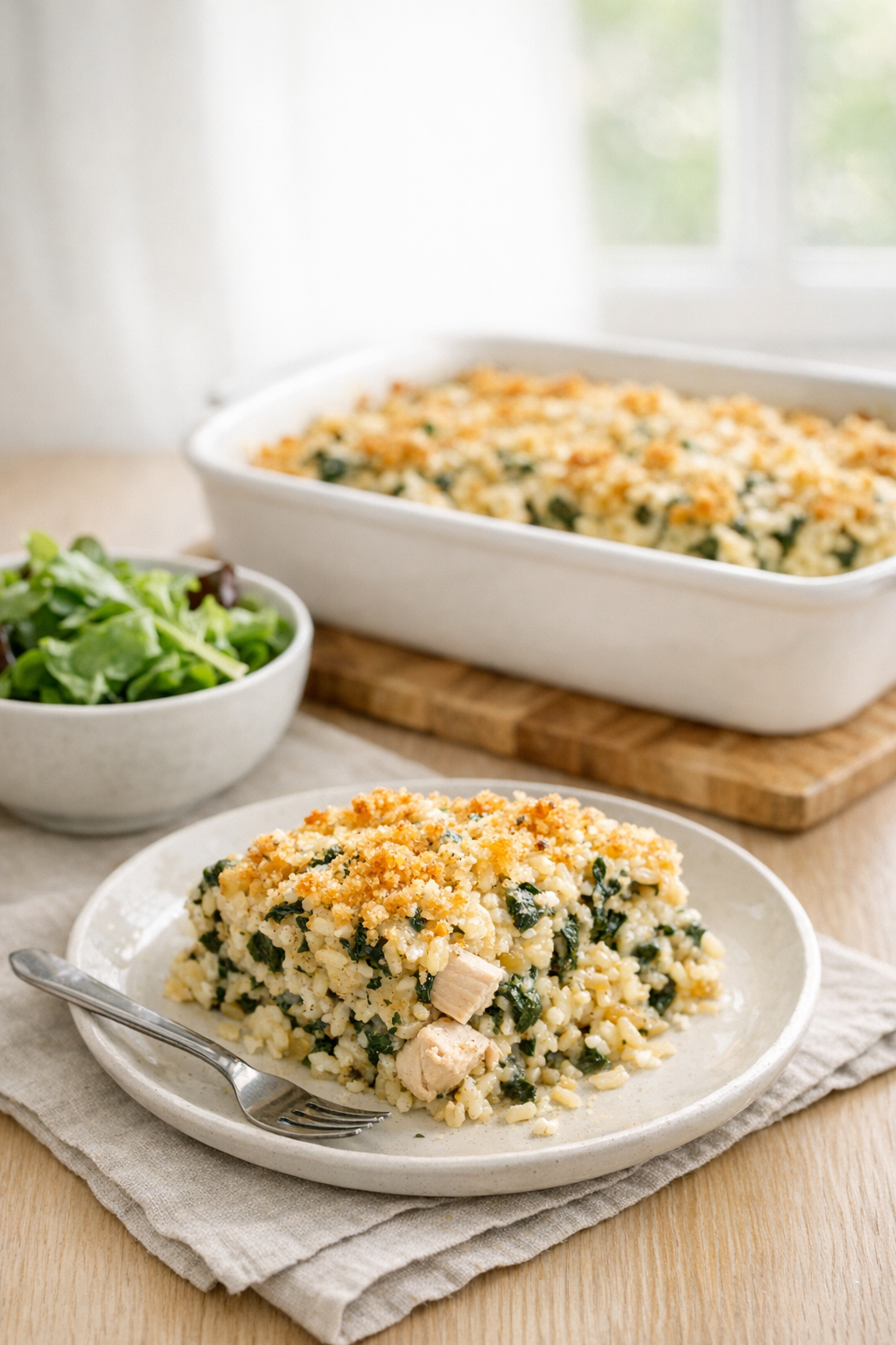 Oven-Baked Chicken and Spinach Rice Casserole recipe