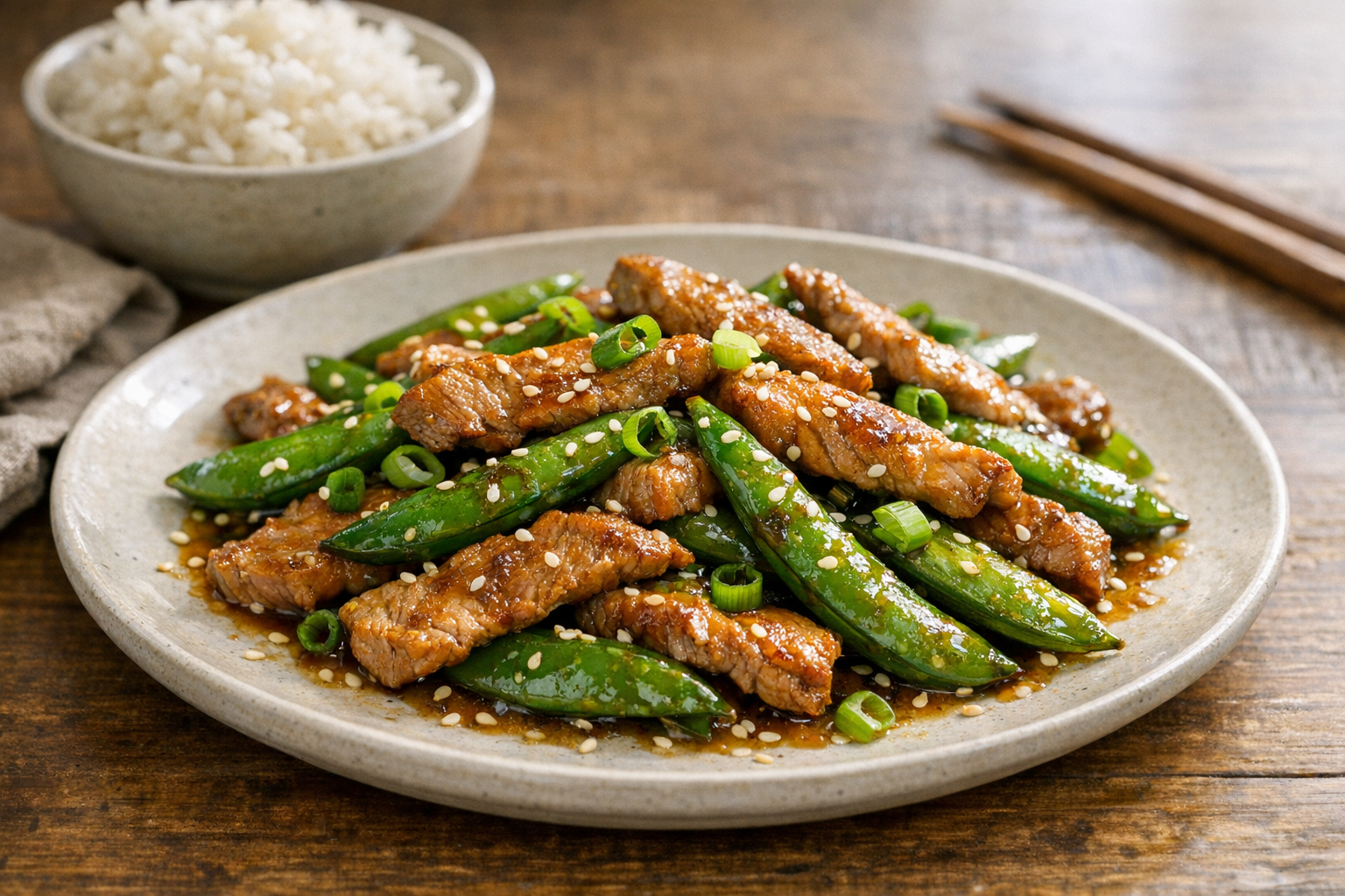 30-Minute Pork and Snap Pea Skillet Recipe