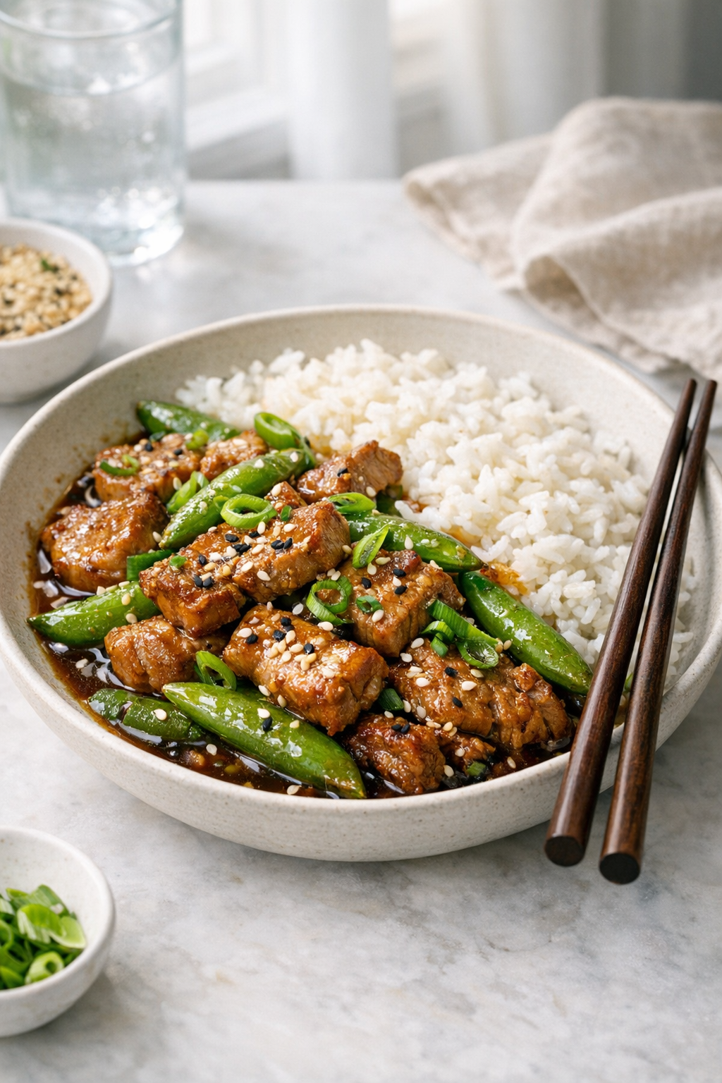 30-Minute Pork and Snap Pea Skillet recipe