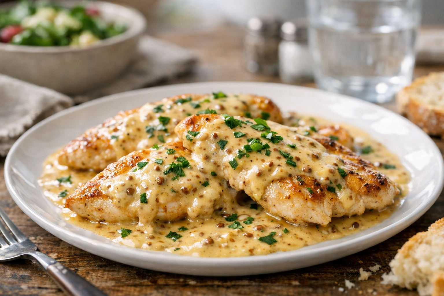 Skillet Chicken with Mustard Cream Sauce