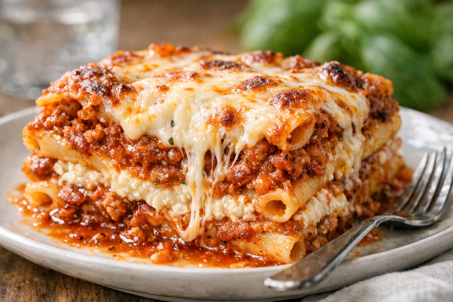Family-Style Baked Ziti with Meat Sauce