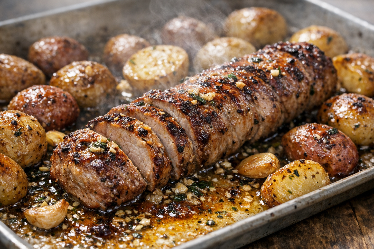 One-Pan Garlic Pork Tenderloin with Potatoes