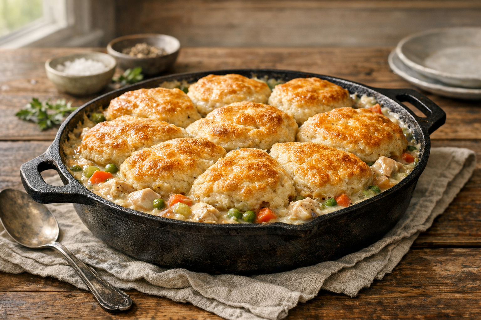 Chicken Pot Pie Skillet with Golden Crust