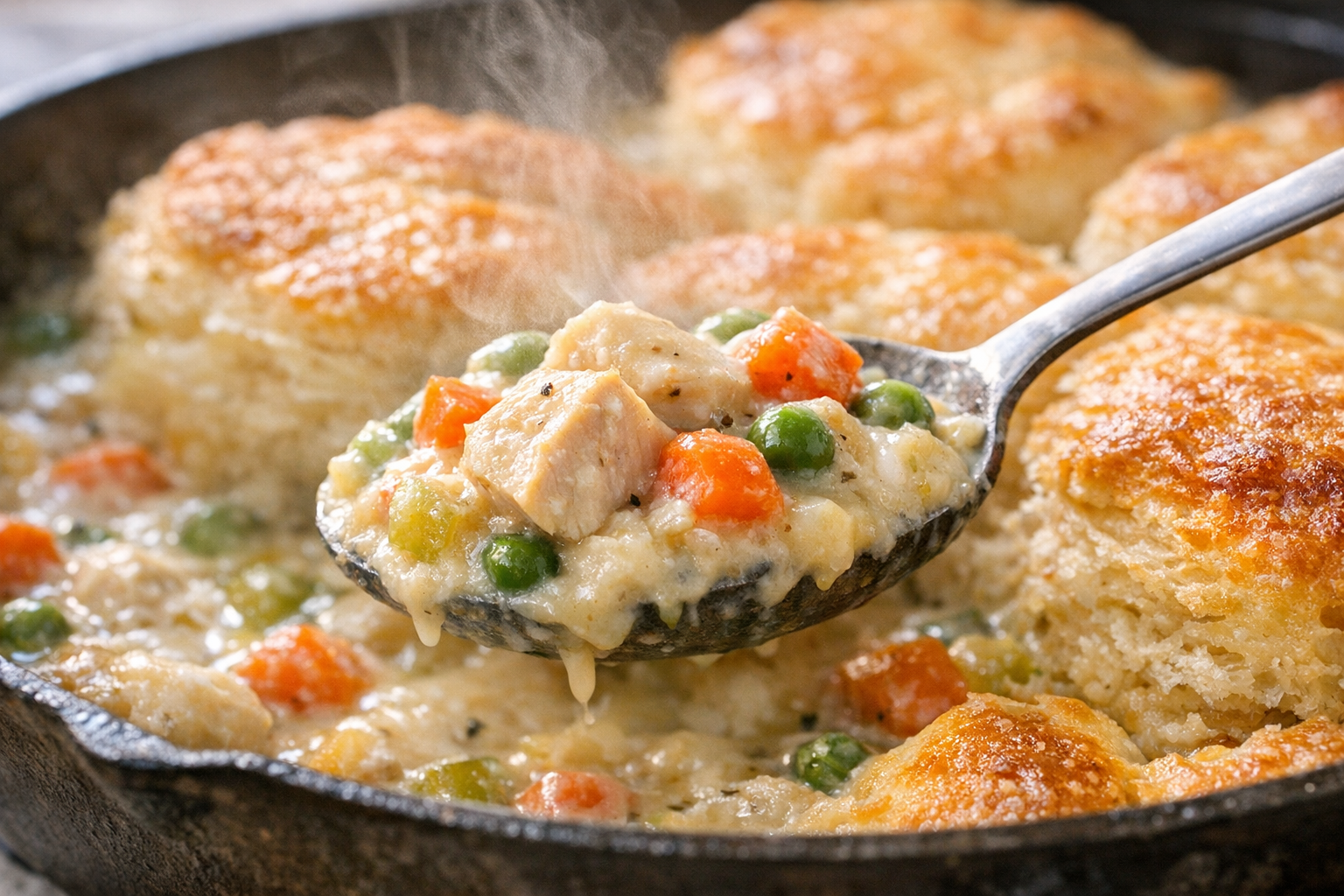 Chicken Pot Pie Skillet with Golden Crust