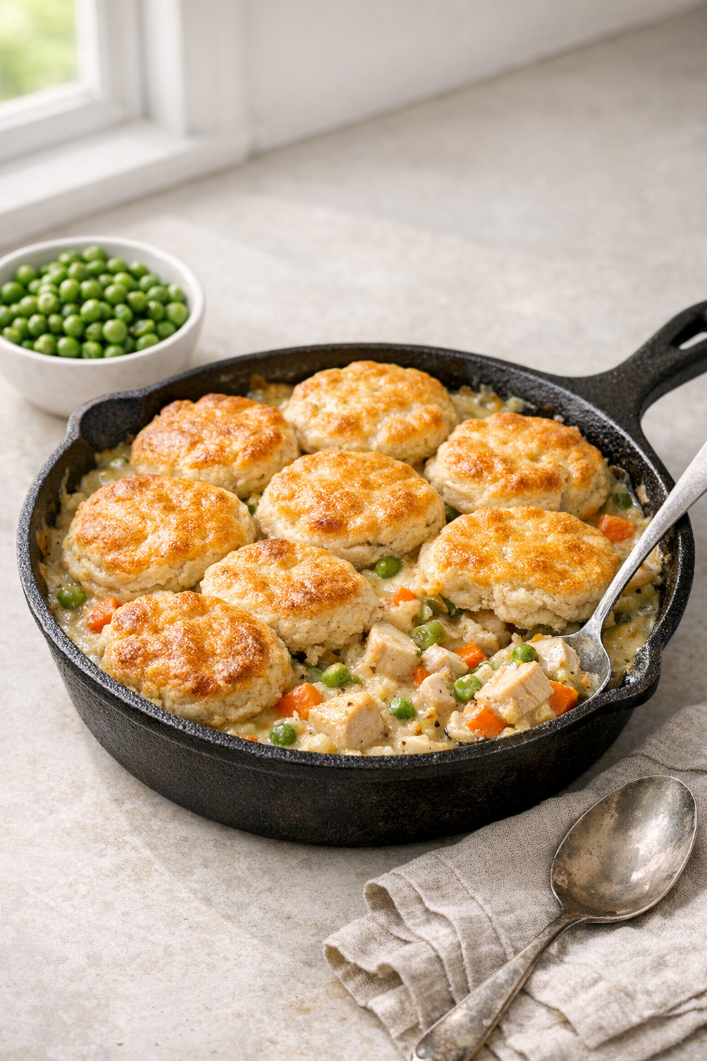 Chicken Pot Pie Skillet with Golden Crust