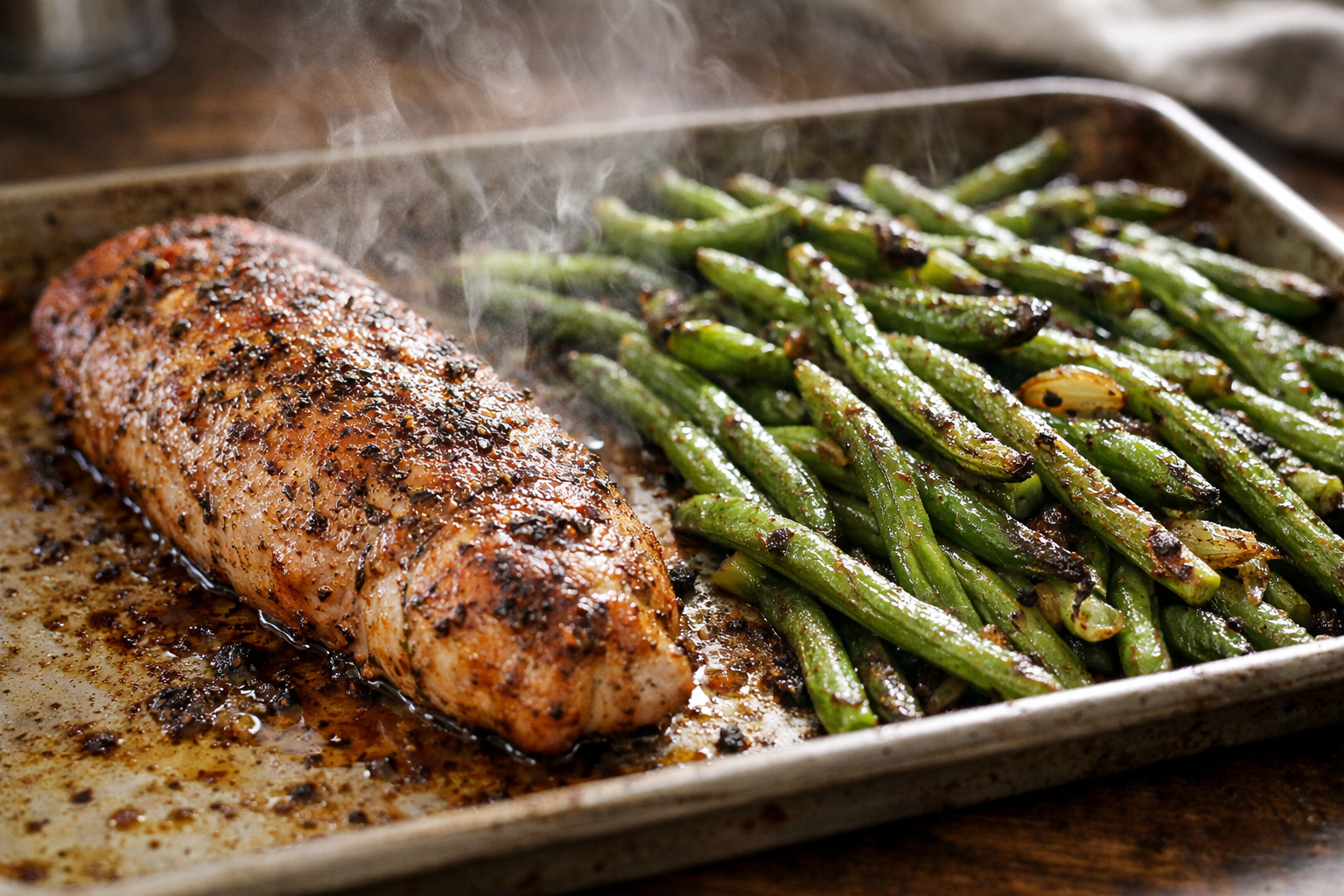 Healthy Oven-Baked Turkey with Green Beans