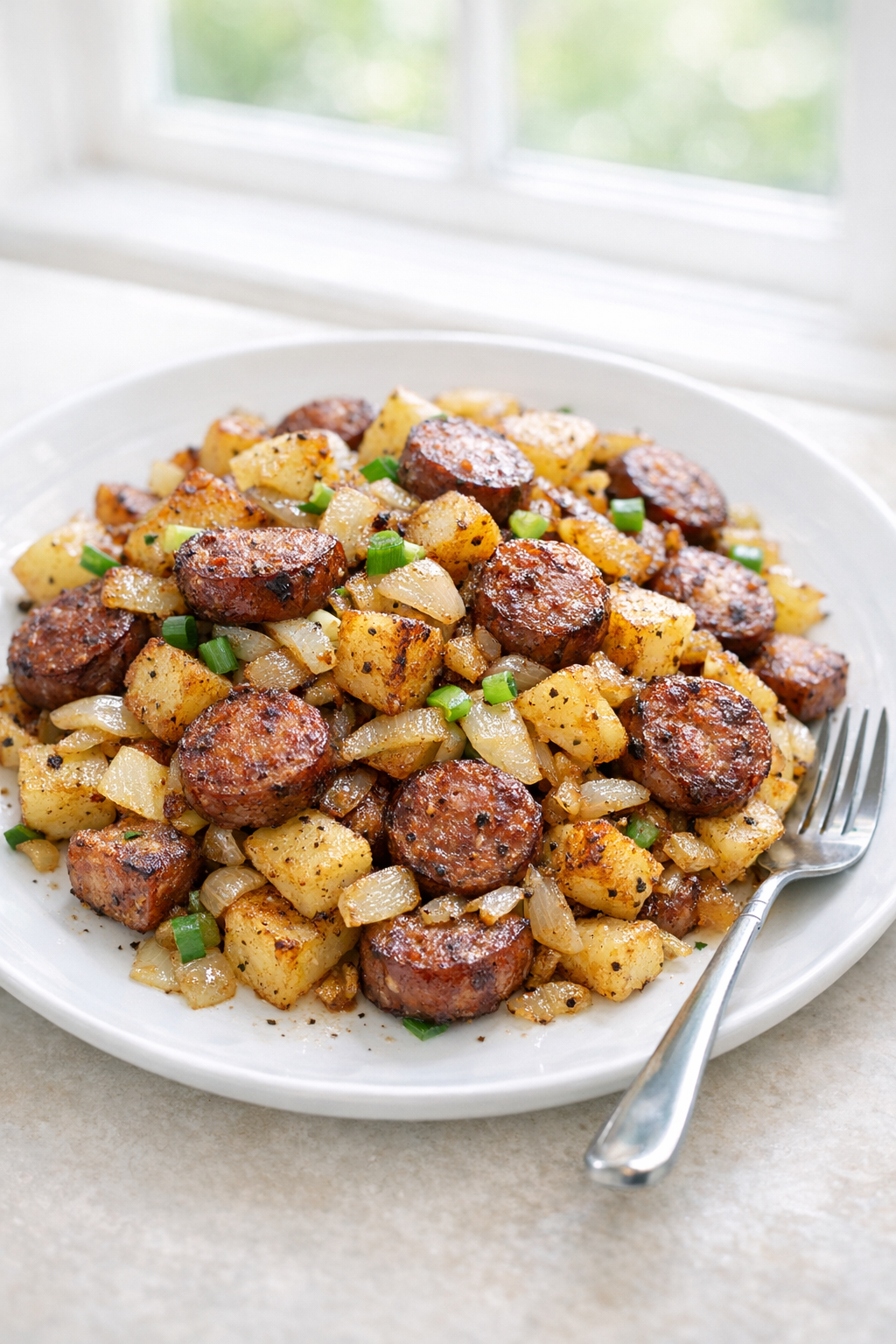 One-Pan Sausage and Potato Hash with Onions