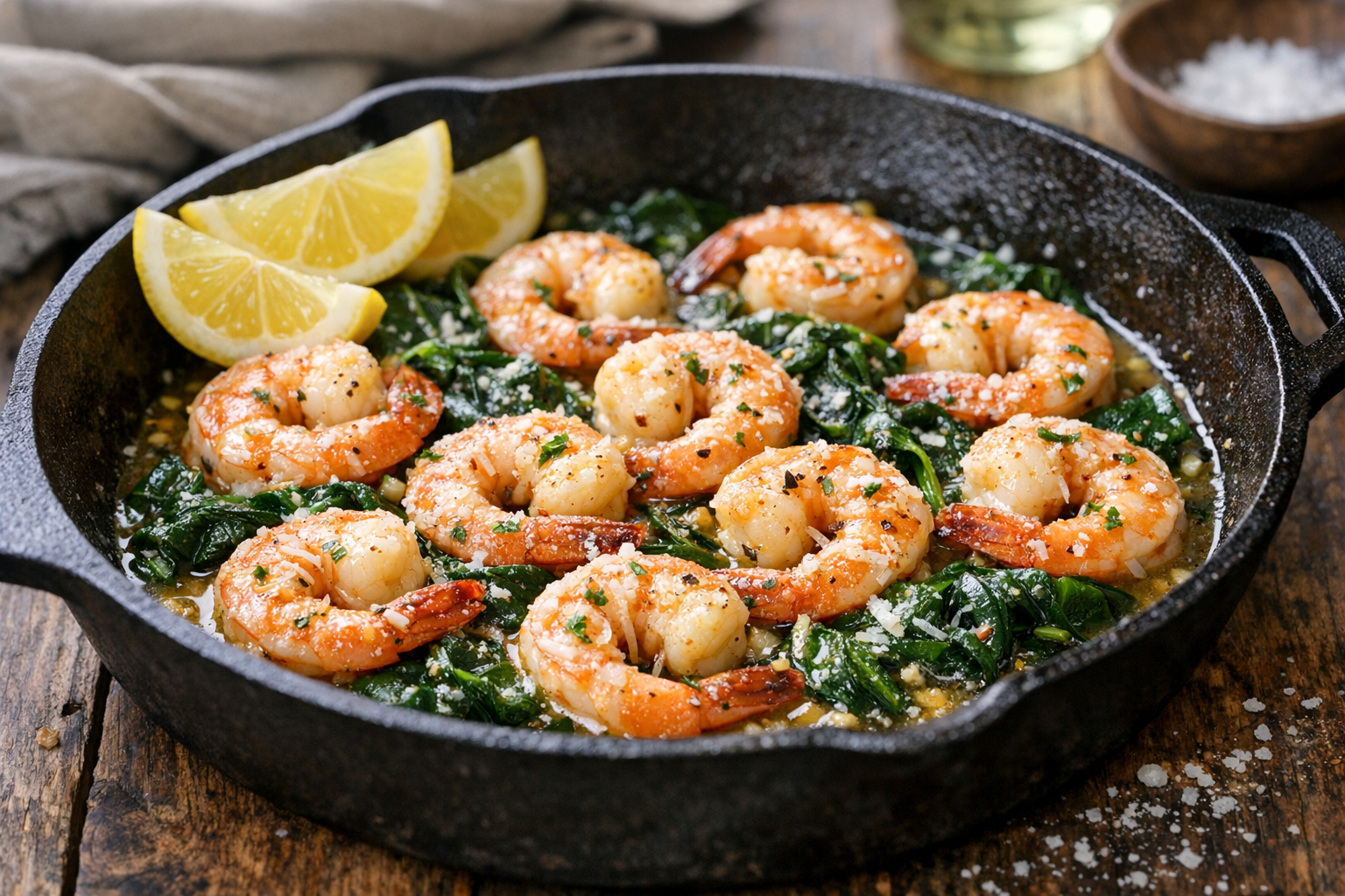 30-Minute Shrimp and Spinach Skillet Recipe