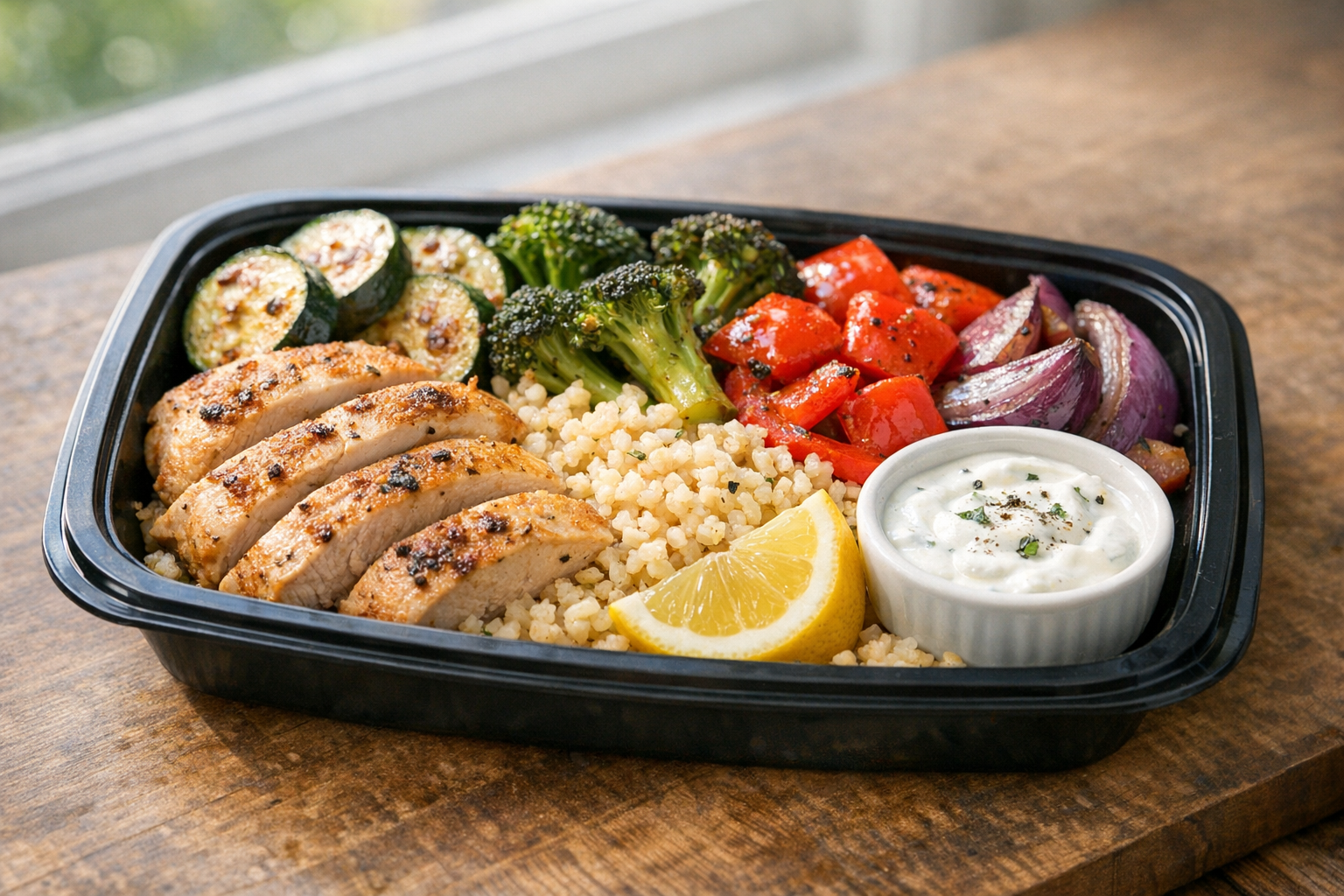 Meal Prep Chicken Bulgur Bowls with Roasted Veggies
