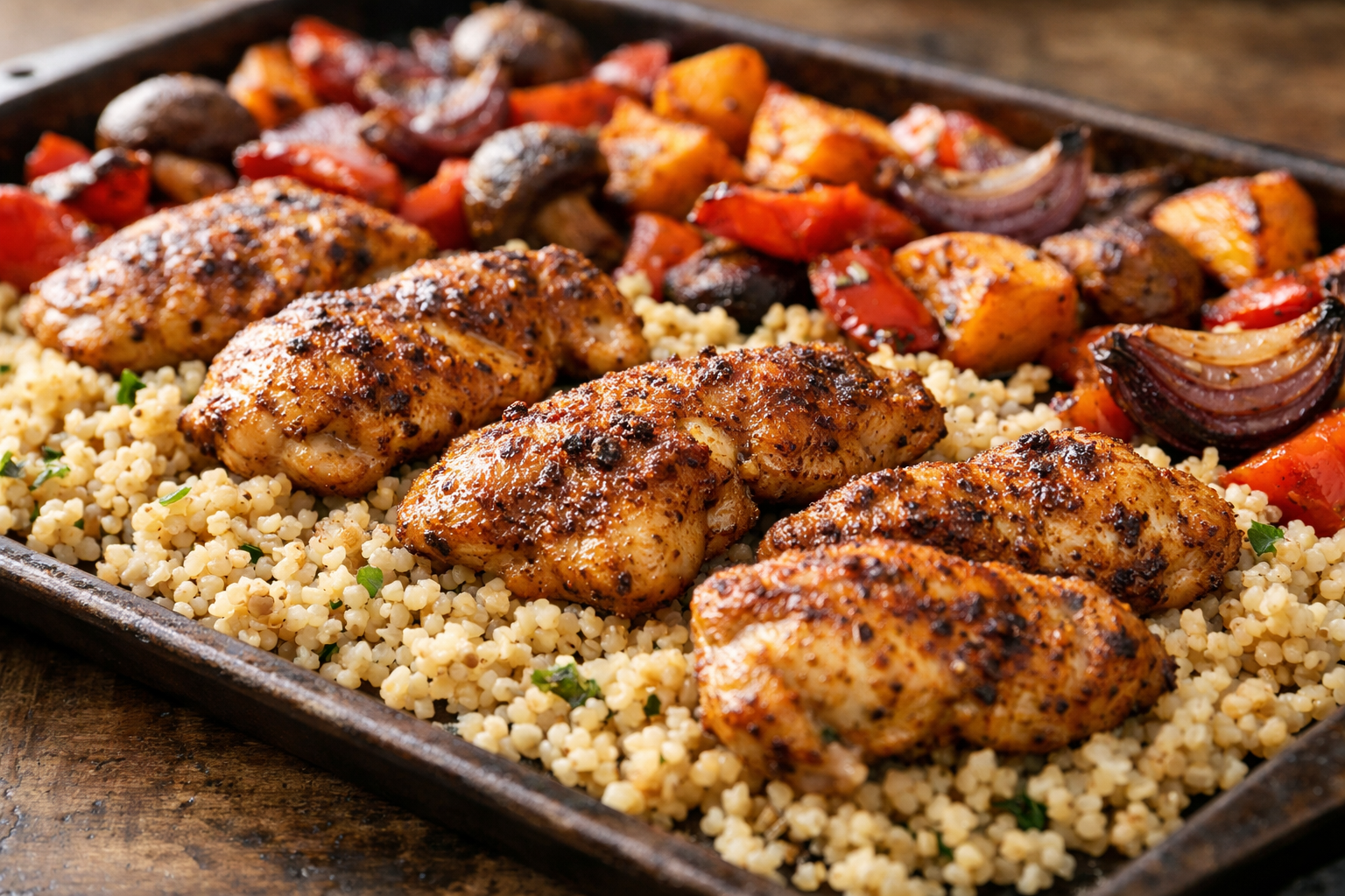 Meal Prep Chicken Bulgur Bowls with Roasted Veggies