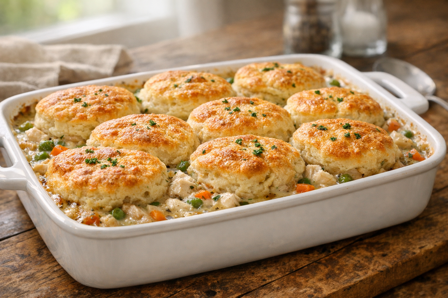 Chicken Biscuit Bake with Savory Herb Gravy