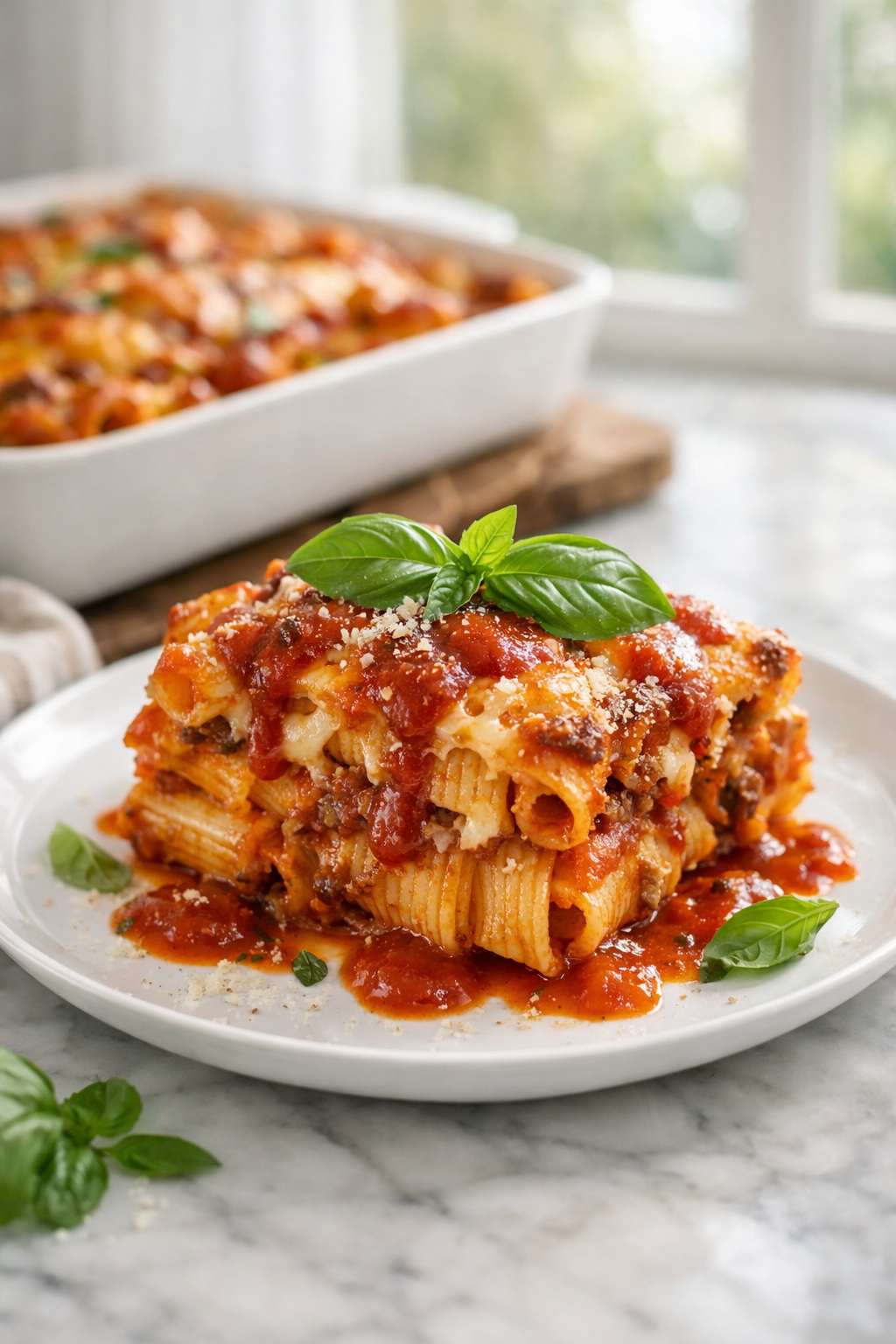 Oven-Baked Rigatoni with Spinach and Ricotta