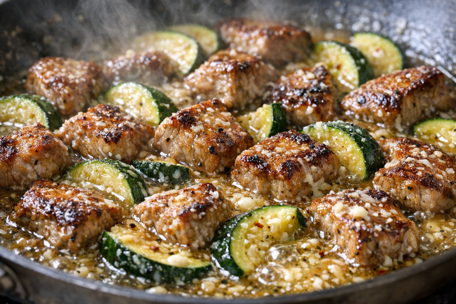One-Pan Pork and Zucchini with Parmesan