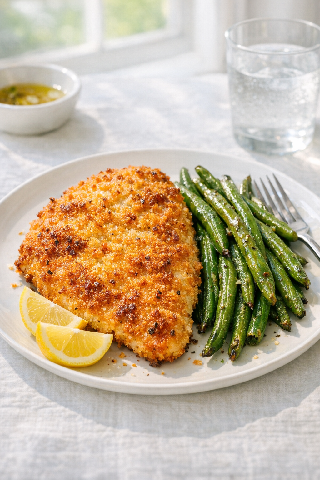 Crispy Oven Chicken Cutlets with Lemon