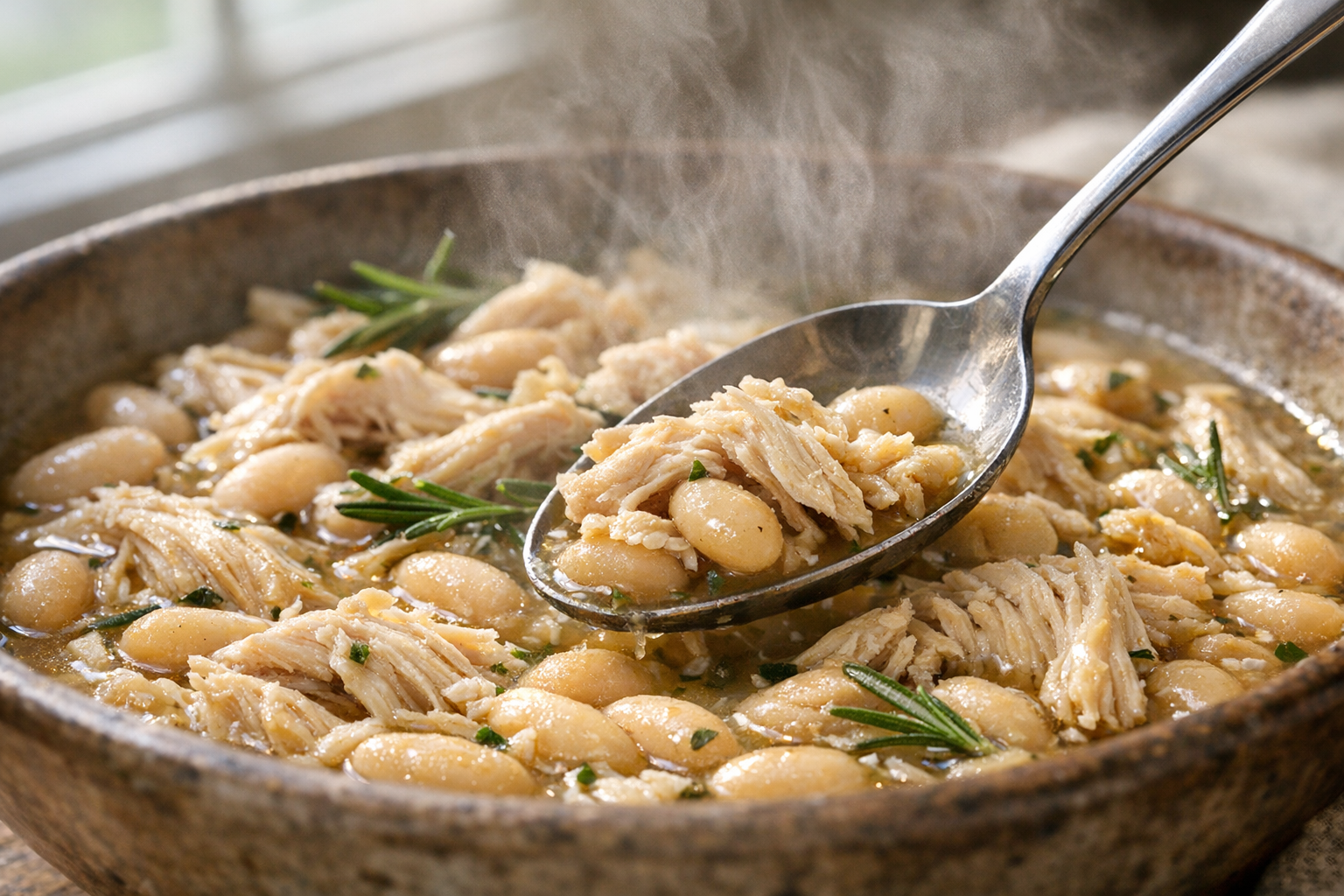 Slow Cooker Chicken with White Beans and Rosemary