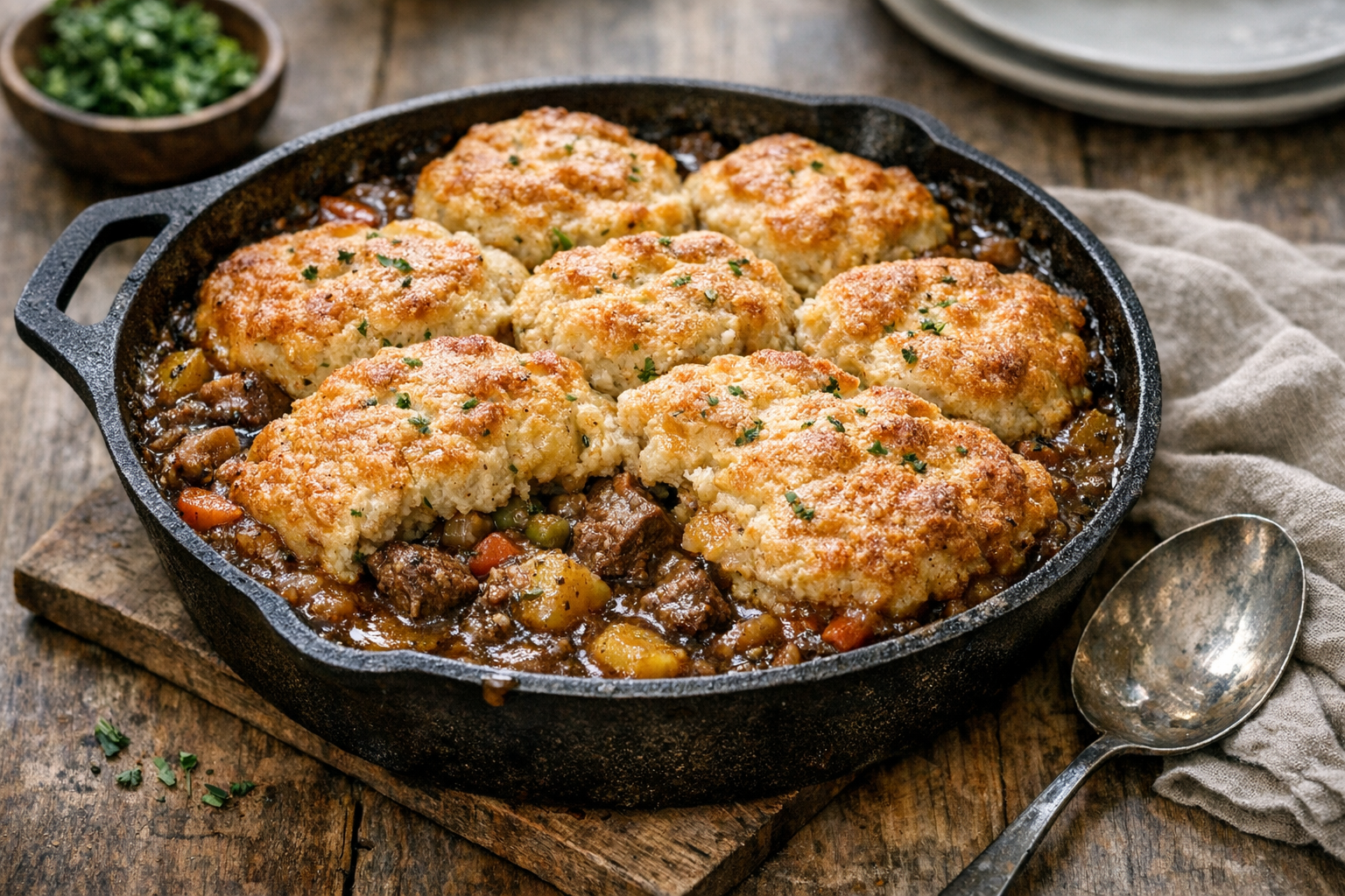 Beef and Potato Skillet Pie with Savory Gravy