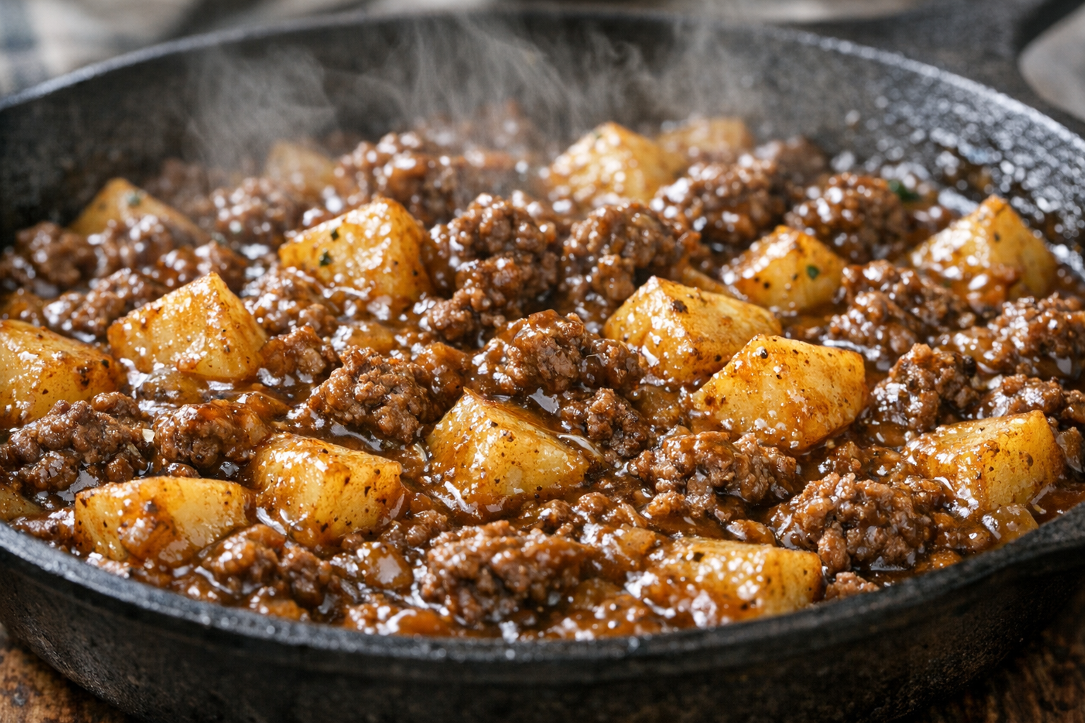 Beef and Potato Skillet Pie with Savory Gravy