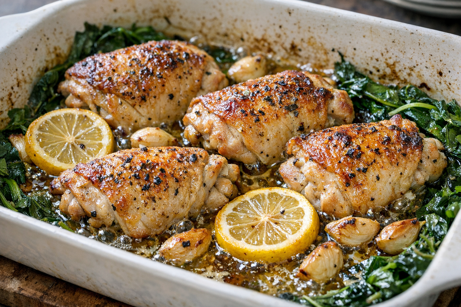 Oven-Baked Lemon Chicken with Greens (One Pan)