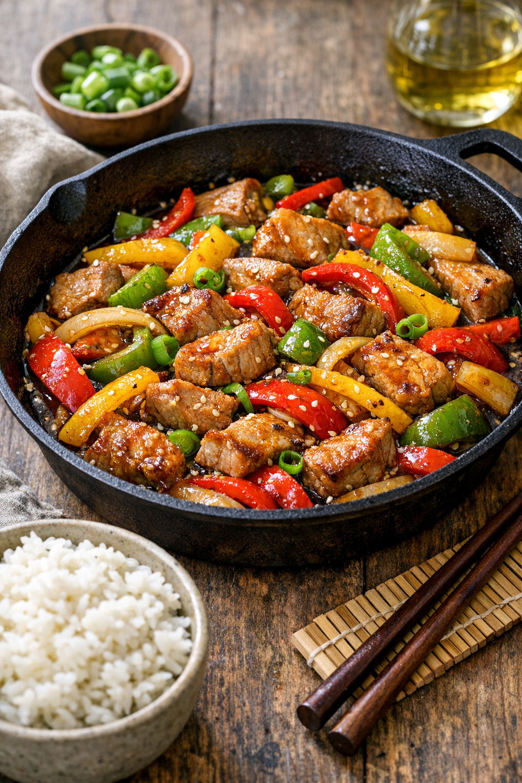 30-Minute Pork and Bell Pepper Skillet Recipe