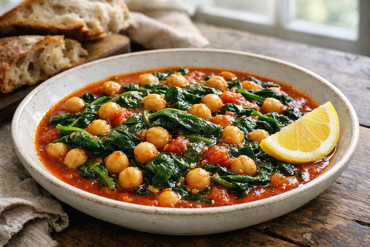 Skillet Spinach and Chickpea Stew (30 Minutes)
