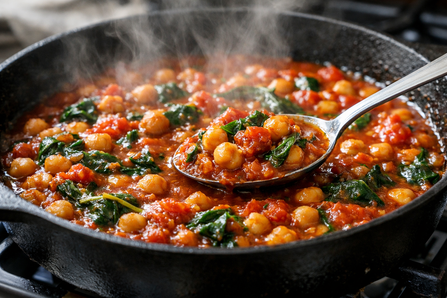 Skillet Spinach and Chickpea Stew (30 Minutes)
