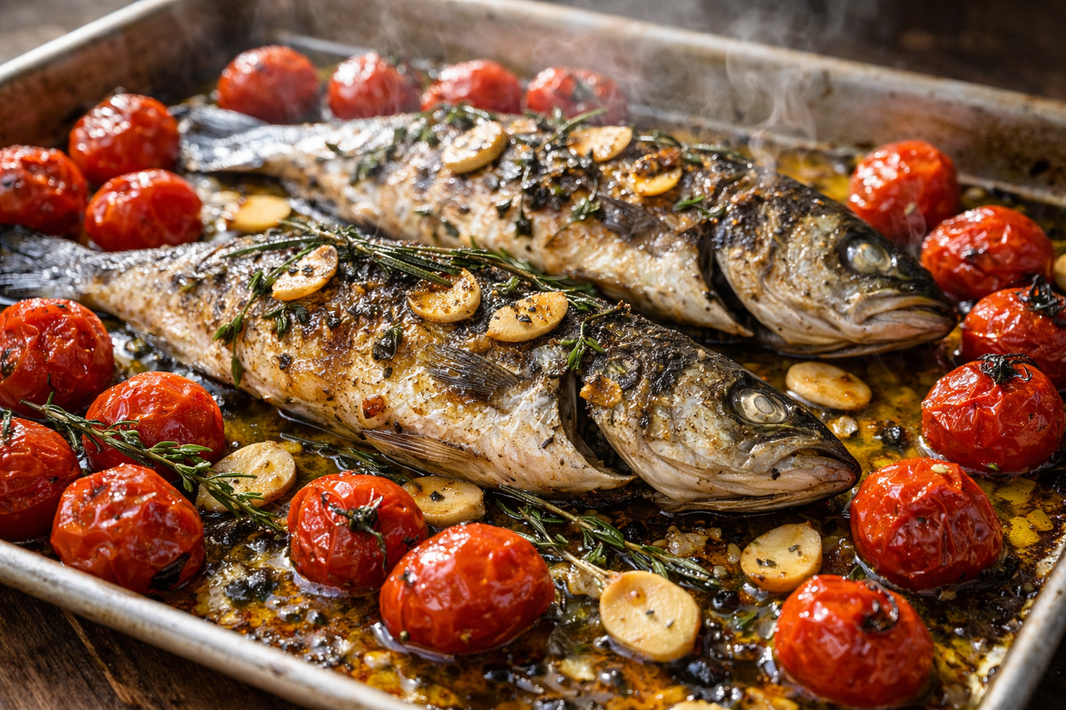 Healthy Oven-Roasted Fish with Tomatoes (30 Min)