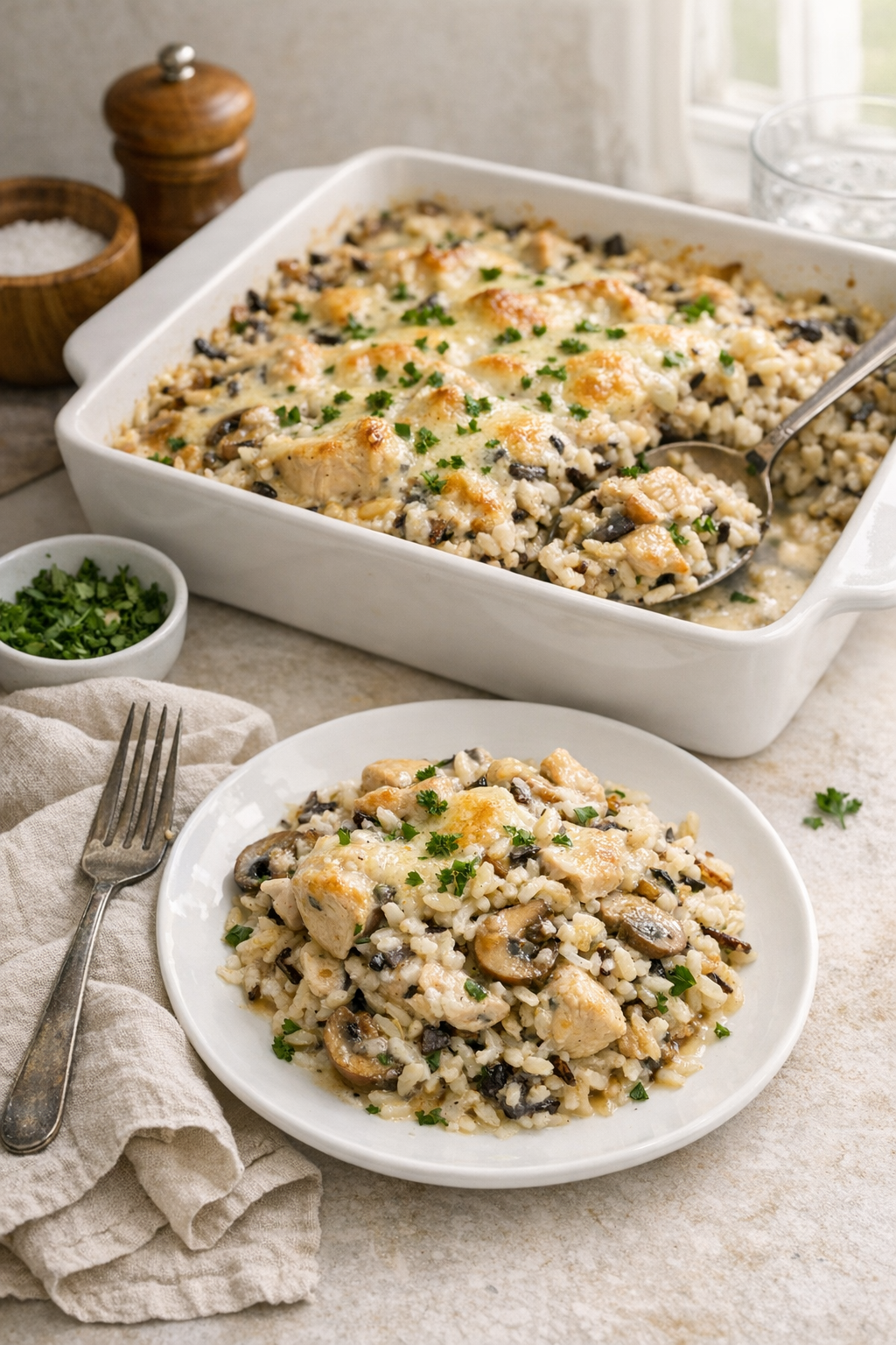 Creamy Chicken and Wild Rice Bake (Easy Casserole)