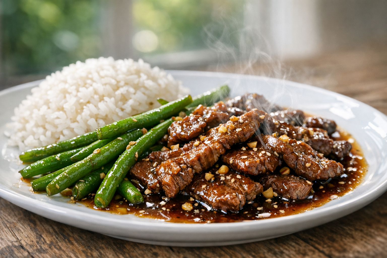 Skillet Garlic Beef with Green Beans (20 Minutes)