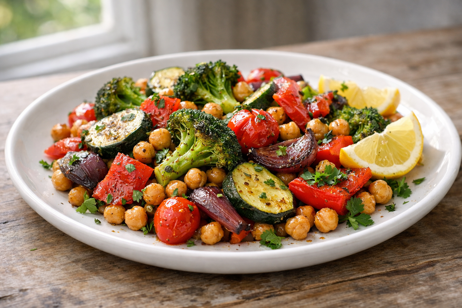 Herb-Roasted Vegetable & Chickpea Tray Bake