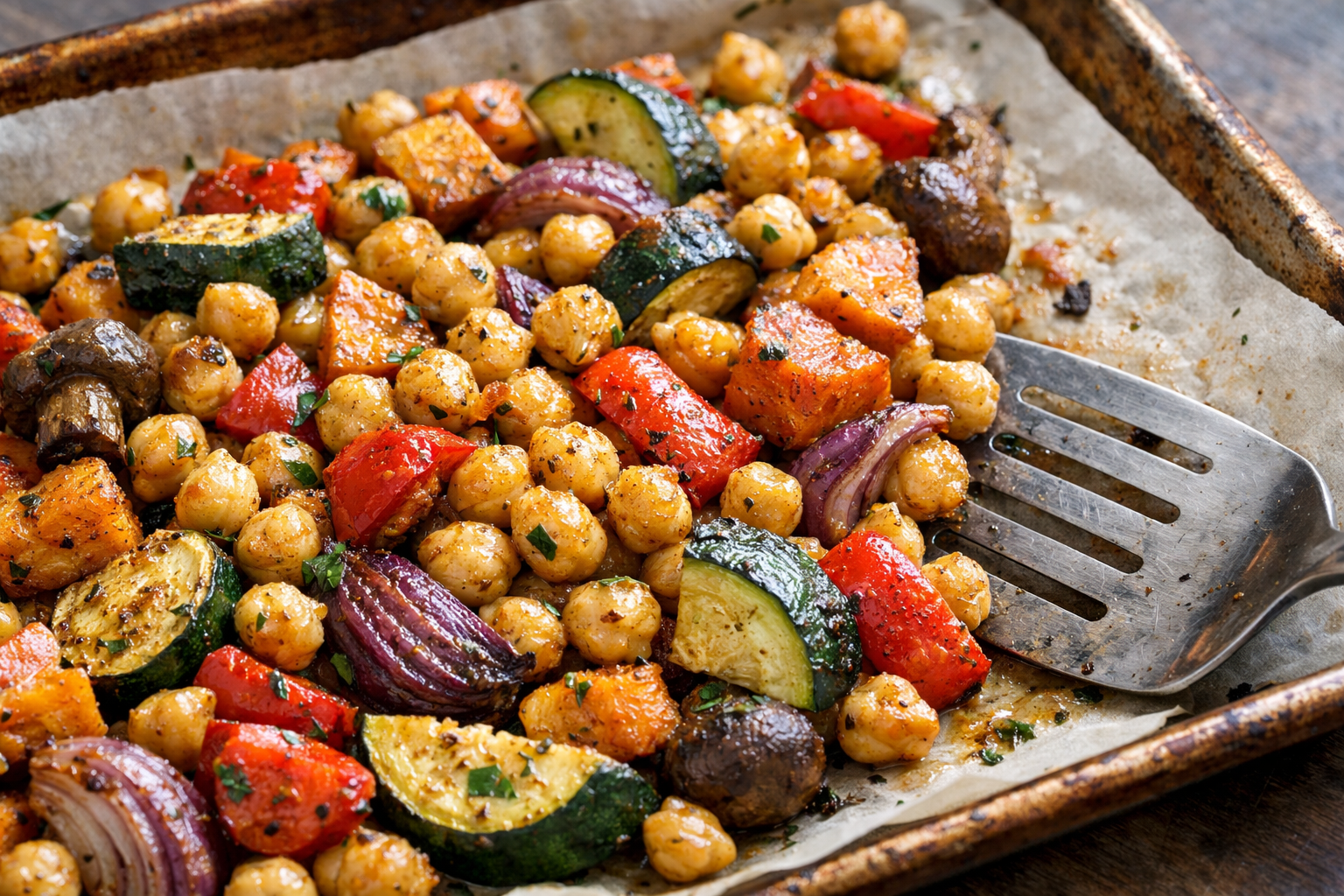 Herb-Roasted Vegetable & Chickpea Tray Bake