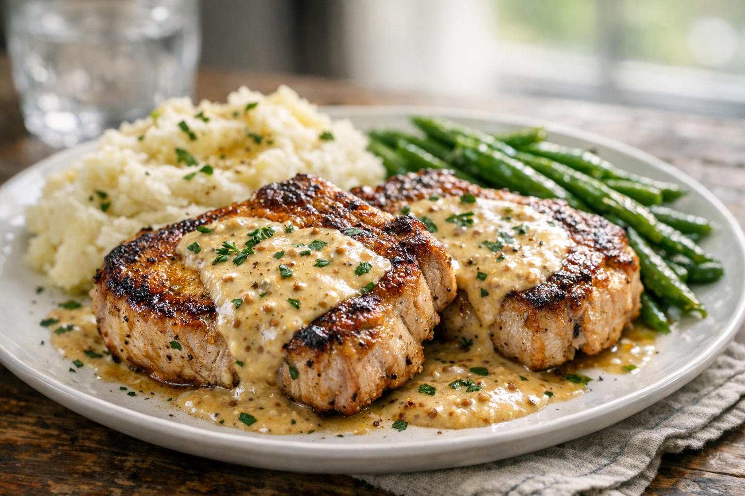 Pan-Seared Pork Chops with Creamy Mustard Sauce