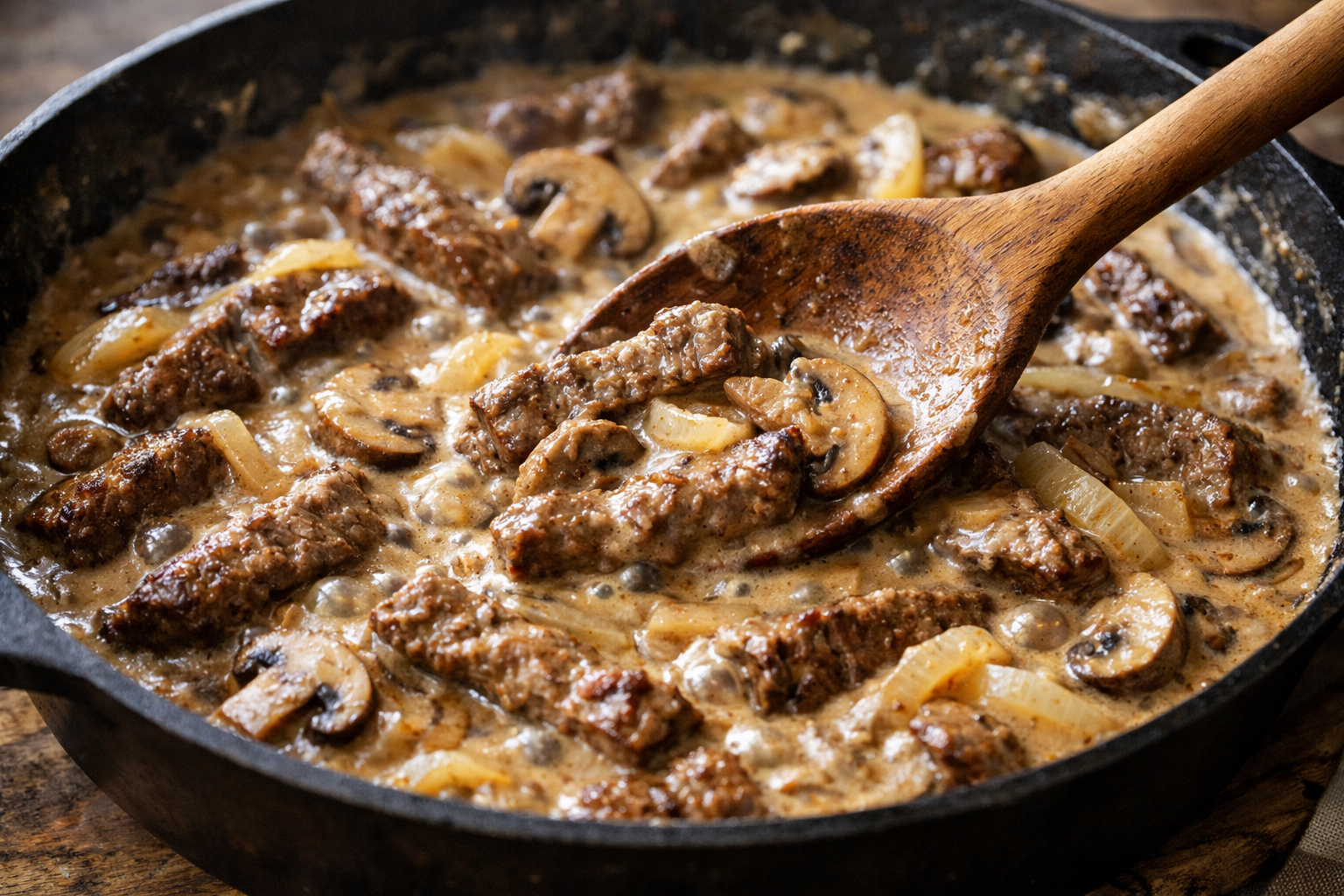 Skillet Beef and Mushroom Stroganoff (Easy, Creamy)