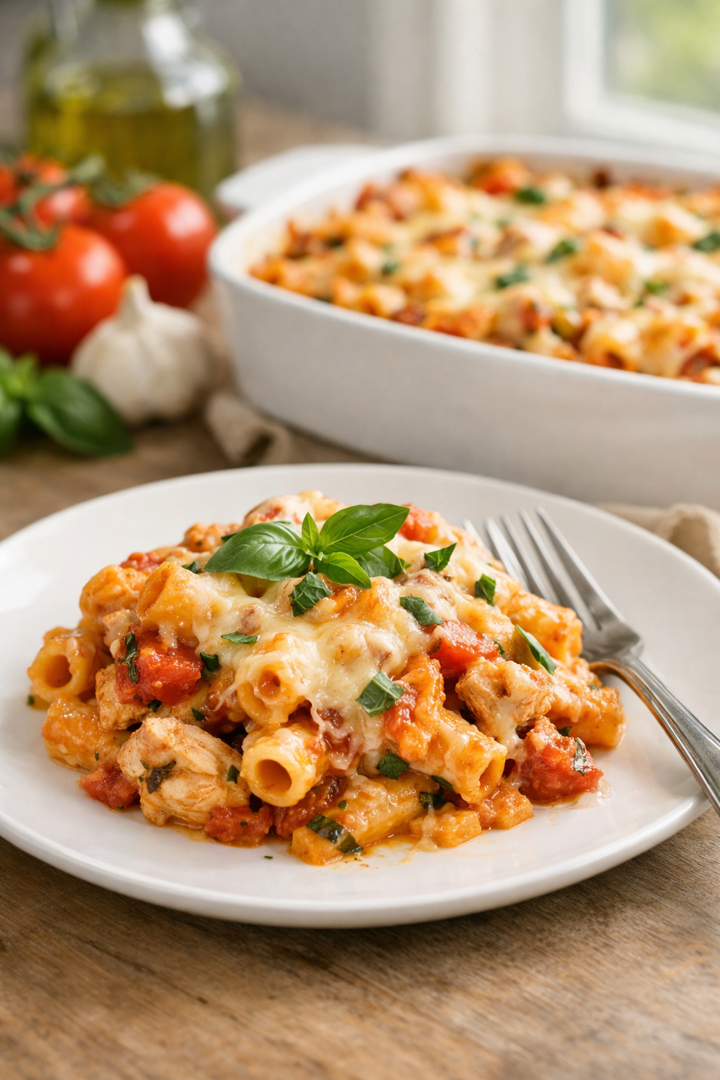 Creamy Tomato Basil Pasta Bake (Easy & Cheesy)