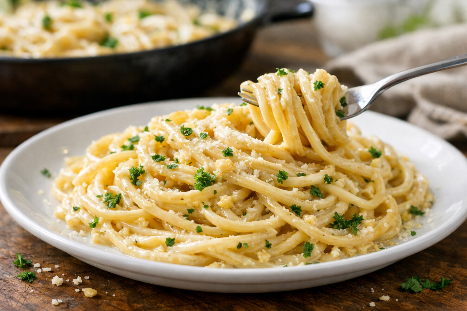 Skillet Garlic Parmesan Pasta (20 Minutes)