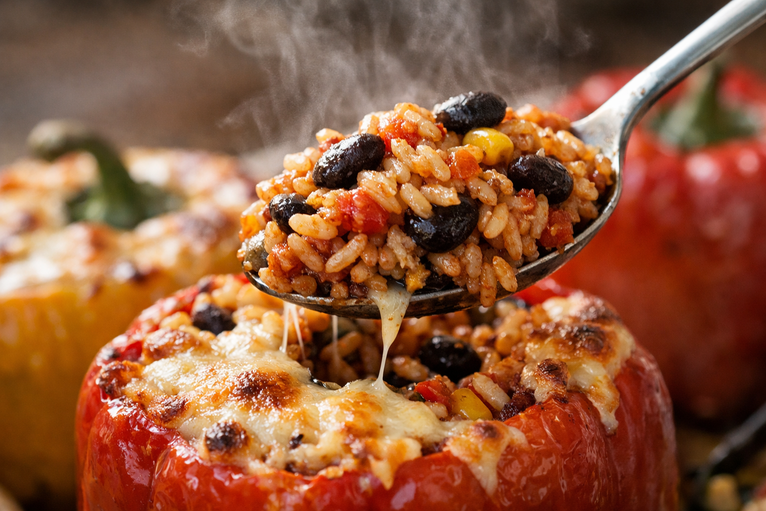 Vegetarian Stuffed Peppers with Rice (Easy & Healthy)