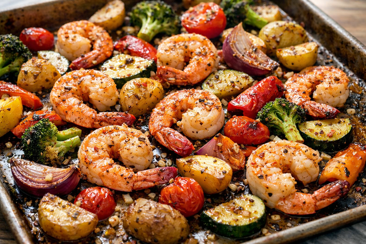 Sheet-Pan Shrimp with Roasted Vegetables (30 Minutes)