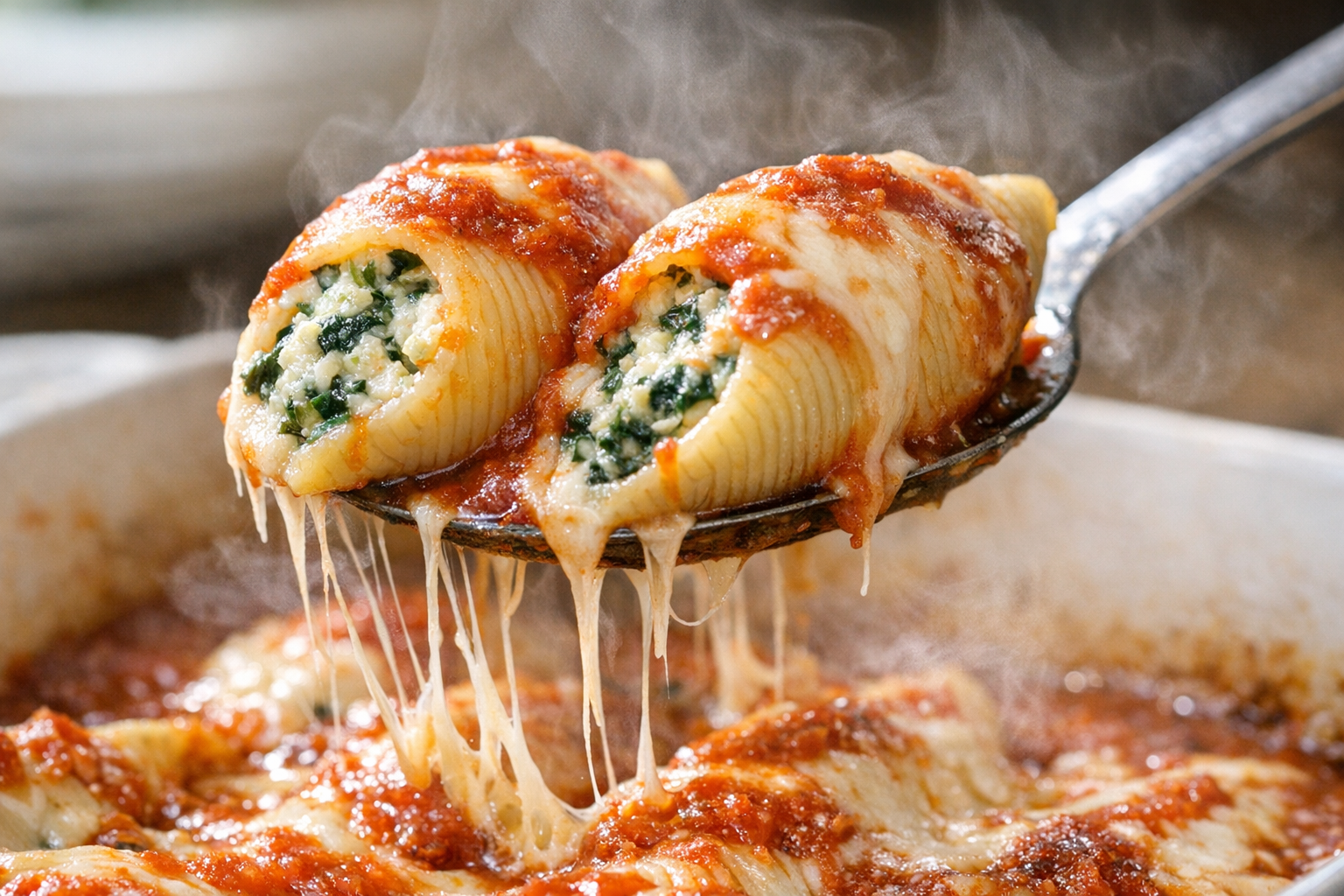 Baked Spinach Ricotta Stuffed Pasta Shells