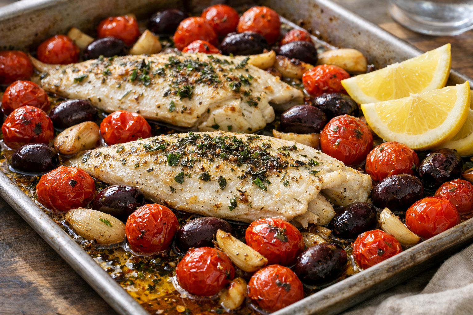 Oven-Roasted Fish with Tomatoes and Olives