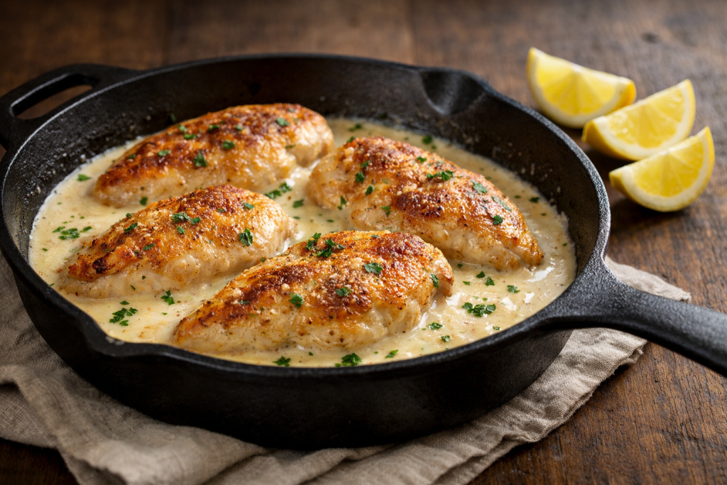 Oven Baked Chicken with Cream Sauce